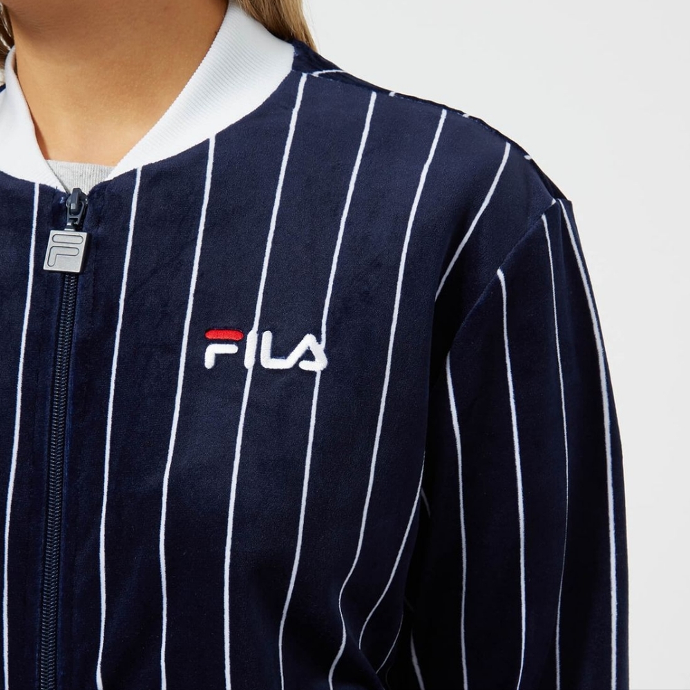 FILA Alaska Velour Pinstripe Bomber Jacket - Picture 7 of 7